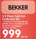 Bekker 5 Piece Cast Iron Cookware Set-Per Set