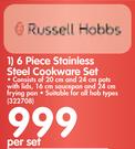 Russell Hobbs 6 Piece Stainless Steel Cookware Set-Per Set