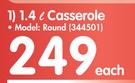 Corningware 1.4Ltr Round White Casserole-Each