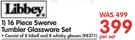 Libbey 16 Piece Swerve Tumbler Glassware Set-Per Set