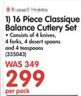 Russell Hobbs 16 Piece Classique Balance Cutlery Set-Per Pack