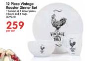 12 Piece Vintage Rooster Dinner Set-Per Set
