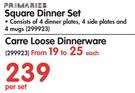 Primaries Square Dinner Set Of 4 Dinner Plates, 4 Side Plates & 4 Mugs