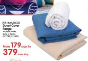 Primaries Duvet Cover Range In White, Stone Or Denim(Single To Super King)-Each