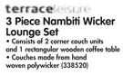 Terrace Leisure 3 Piece Nambiti Wicker Lounge Set-Per Set