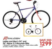 Raleigh Ladies And Men’s 24” And 26” Alpine 2.2 Mountain Bike-Each