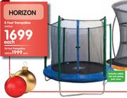 Horizon 8 Foot Trampoline Including Net And Spring Pad Cover-Each