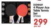 Donnay 4 Player Ace Table Tennis Set-Per Set