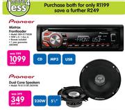 Pioneer Mixtrax Frontloader DEH-X1750UB+ Dual Cone Speakers TS-G1315R