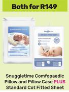 Snuggletime Comfopaedic Pillow & Pillow Case Plus Standard Cot Fitted Sheet-Both For