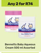 Bennetts Baby Aqueous Cream Assorted-For Any 2 x 500ml