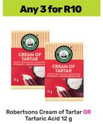 Robertsons Cream Of Tartar Or Tartaric Acid-For Any 3 x 12g  