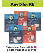 Robertsons Epsom Salt Or Bicarbonate Of Soda-For Any 5 x 14g