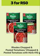 Rhodes Chopped & Peeled Tomatoes/ Chopped Peeled Tomatoes With Herb-For 3 x 410g
