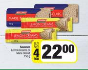 Savemor Lemon Creams Or Marie Biscuit-For Any 4 x 150g
