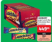 Cadbury Large Lunch Bar Chocolate Bars (All Variants)-40's