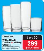 Citinova Willy, Hiball,Zombie Or Whisky Glasses-Per 24 Pack