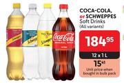 Coca Cola Or Schweppes Soft Drinks (All Variants)-12 x 1L