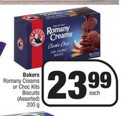 Bakers Romany Creams Or Choc Kits Biscuits (Assorted)-200g Each