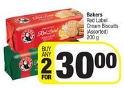 Bakers Red Label Cream Biscuits (Assorted)-For Any 2 x 200g