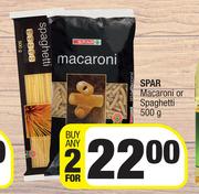 Spar Macaroni Or Spaghetti-For Any 2 x 500g