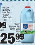 Clover 2% Low Fat Fresh Milk-2Ltr Each