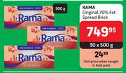 Rama Original 70% Fat Spread Brick-30 x 500g
