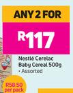 Nestle Cerelac Baby Cereal Assorted-For Any 2 x 500g