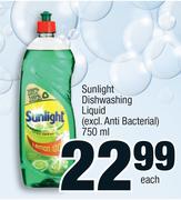 Sunlight Dishwashing Liquid (Excl. Anti Bacterial)-750ml Each