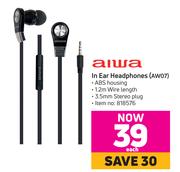 Aiwa In Ear Headphones AW07