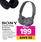 Sony Compact Folding On Ear Aux Headphones-Each