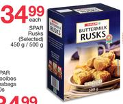 Spar Rusks (Selected)-450g/500g Each