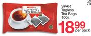 Spar Tagless Tea Bags-100's Per Pack