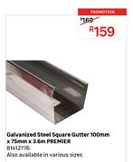 Premier Galvanised Steel Square Gutter 100mm x 75mm x 3.6m 81412776