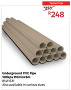 Underground PVC Pipe 100 Kpa 110mm x 6m 81411531