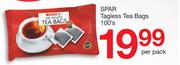Spar Tagless Tea Bags-100's Per Pack