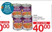 Spar Baked Beans In Tomato Sauce-For Any 4 x 410g