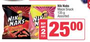 Nik Naks Maize Snack-For 2 x 135g