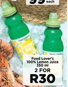 Food Lover's 100% Lemon Juice-For 2 x 350ml