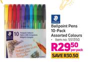 Staedtler Ballpoint Pens 10 Pack Assorted Colours-Per Pack