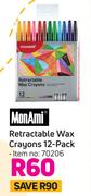 MonAmi Retractable Wax Crayons 12 Pack