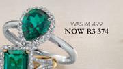 Sterns 9ct Gold Created Emeralds & Diamond Ring