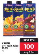 krush UHT Fruit Juice 100%-For 5 x 1L