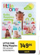 Little One Baby Nappies (All Variants)-52/60/66/44's Each