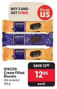 Discos Cream Filled Biscuits (All Variants)-120g Each