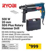 Ryobi 500W 20mm SDS Plus Rotary Hammer Drill 585530