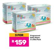 Little One Fragranced Baby Wipes 3 x 80s Pack