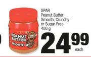 Spar Peanut Butter Smooth, Crunchy Or Sugar Free-400g Each