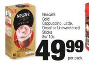 Nescafe Gold Cappuccino,Latte,Decaf Or Unsweetened Sticks-8s/10s Per Pack