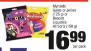 Maynards Gums Or Jellies 125g Or Beacon Liquorice All Sorts 150g-Per Pack